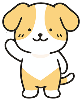 Meongbae the puppy waving hello